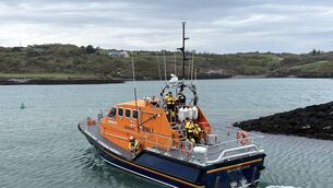 <p>Members of the Baltimore RNLI rescued three people and a dog aboard a yacht in difficulty off the coast of West Cork on Friday.</p> <p>Members of the Baltimore RNLI rescued three people and a dog aboard a yacht in difficulty off the coast of West Cork on Friday.</p>