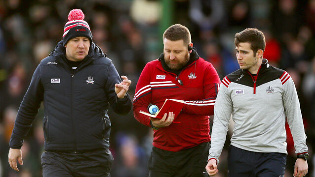 <p>Cian O'Neill, with manager Ronan McCarthy and S&C coach Kevin Smith, in 2019, when he was with the Cork footballers. Picture: INPHO/James Crombie</p> <p>Cian O'Neill, with manager Ronan McCarthy and S&C coach Kevin Smith, in 2019, when he was with the Cork footballers. Picture: INPHO/James Crombie</p>