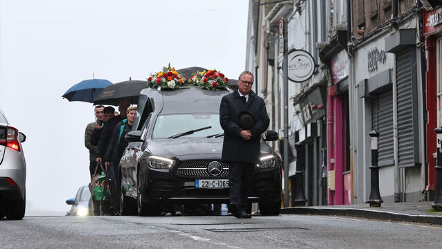 <p>The funeral cortege of Oleksandr Zhyvytskyi, approaching the Cathedral of St Mary and St Anne. Picture: Jim Coughlan.</p> <p>The funeral cortege of Oleksandr Zhyvytskyi, approaching the Cathedral of St Mary and St Anne. Picture: Jim Coughlan.</p>