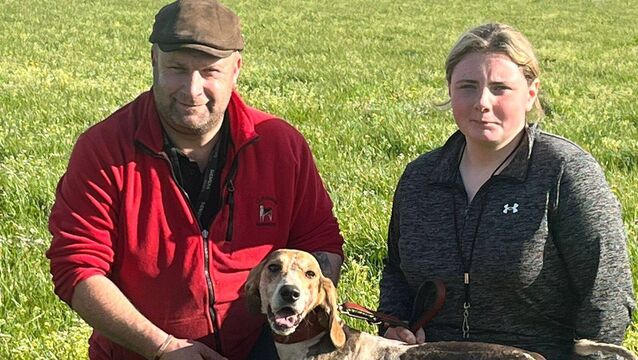 <p>Damien Wade and his niece Jodie Buckley with Slievemish Duchess, winner of the Southern/Carriglaine harriers Senior maiden draghunt at Ballygarvan.</p> <p>Damien Wade and his niece Jodie Buckley with Slievemish Duchess, winner of the Southern/Carriglaine harriers Senior maiden draghunt at Ballygarvan.</p>