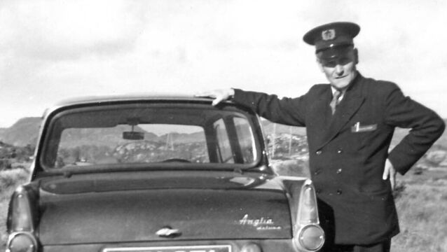 <p class="contextmenu internal_Caption">Philip McIntyre with the Ford Anglia staff car somewhere on the Butter Road, in October 1961. Picture supplied by his son, Cyril McIntyre</p> <p class="contextmenu internal_Caption">Philip McIntyre with the Ford Anglia staff car somewhere on the Butter Road, in October 1961. Picture supplied by his son, Cyril McIntyre</p>