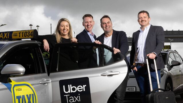 <p>Rachel O’Toole and Leonard Miller, DAA with Kieran Harte, Uber and Peter Walsh, Cork Airport marking the new Cork Airport - Uber partnership.</p> <p>Rachel O’Toole and Leonard Miller, DAA with Kieran Harte, Uber and Peter Walsh, Cork Airport marking the new Cork Airport - Uber partnership.</p>