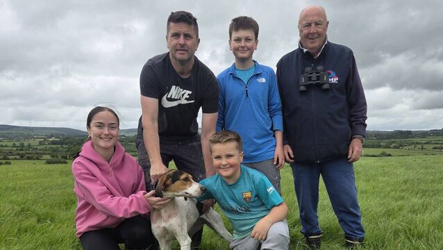 <p>Tristan O'Herlihy and family of Kerry Pike/Fair Hill harriers with Fireball winner of the Puppy Maiden International draghunt at Aghabullogue.</p> <p>Tristan O'Herlihy and family of Kerry Pike/Fair Hill harriers with Fireball winner of the Puppy Maiden International draghunt at Aghabullogue.</p>