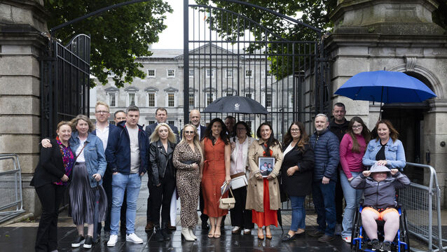<p>Families of children living with Duchenne Muscular Dystrophy join Fianna Fáil Senator Teresa Costello outside the gates of Leinster House, as it was announced that the drug Givinostat looks set for approval. Photo: Sam Boal/Collins Photos </p> <p>Families of children living with Duchenne Muscular Dystrophy join Fianna Fáil Senator Teresa Costello outside the gates of Leinster House, as it was announced that the drug Givinostat looks set for approval. Photo: Sam Boal/Collins Photos </p>