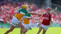 GAA All-Ireland Senior Hurling Championship Quarter-Final Cork vs Offaly Killian Sampson with Alan Connolly 21/6/2026