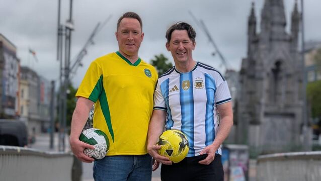 <p>GAME BALL: Dominic MacHale and Shane Casey present a daily podcast and TV show for RTÉ on the World Cup, called Up All Night</p> <p>GAME BALL: Dominic MacHale and Shane Casey present a daily podcast and TV show for RTÉ on the World Cup, called Up All Night</p>