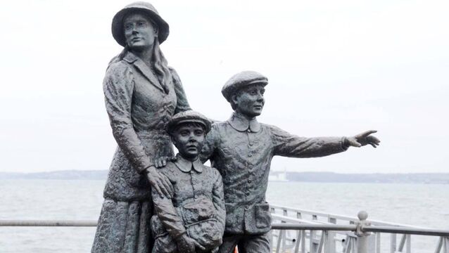 <p>POINTING THE WAY: The statue of Annie Moore and her brothers at Cobh - she was the first immigrant to pass through Ellis Island in New York in 1882. Picture: Denis Minihane.</p> <p>POINTING THE WAY: The statue of Annie Moore and her brothers at Cobh - she was the first immigrant to pass through Ellis Island in New York in 1882. Picture: Denis Minihane.</p>
