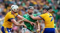 GAA All-Ireland Senior Hurling Championship Semi-Final Limerick vs Clare Gearoid Hegarty is fouled by Conor Cleary and Niall O'Farrell 5/7/2026