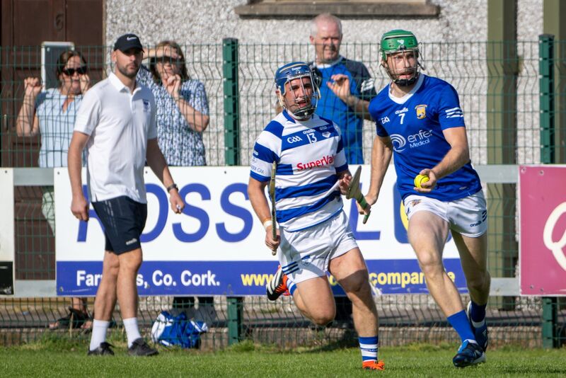 Ballinhassig’s Conor Desmond looks for a gap in Inniscarra’s defence. Picture: Chani Anderson Ballinhassig’s Conor Desmond looks for a gap in Inniscarra’s defence. Picture: Chani Anderson