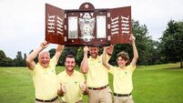 AIG All-Ireland Senior Finals Karl Bornemann, Kyle McCarron, Peter O'Keefe and Justin Dennehy celebrate winning with the Barton Shield 27/8/2026