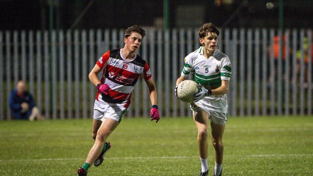 <p>Macroom’s Con Moss looks for an opening chased by Ballincollig’s Ollie Harrington in a recent U16 game. Picture: Chani Anderson</p> <p>Macroom’s Con Moss looks for an opening chased by Ballincollig’s Ollie Harrington in a recent U16 game. Picture: Chani Anderson</p>