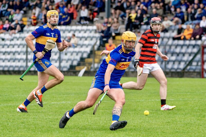 Carrigaline’s Nathan Coleman drives forward. Picture: Chani Anderson Carrigaline’s Nathan Coleman drives forward. Picture: Chani Anderson