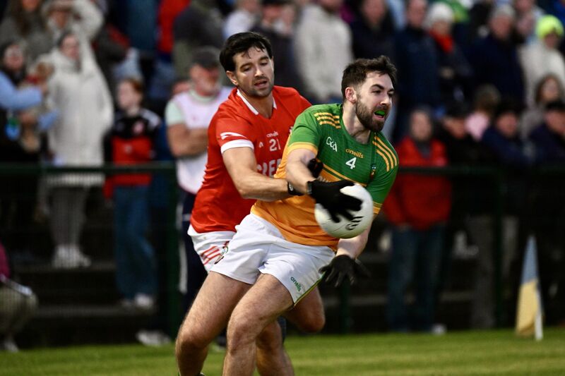 Boherbue defender Jack Daly is tackled by Daniel O’Keeffe of Dromtariffe. Picture: Larry Cummins Boherbue defender Jack Daly is tackled by Daniel O’Keeffe of Dromtariffe. Picture: Larry Cummins