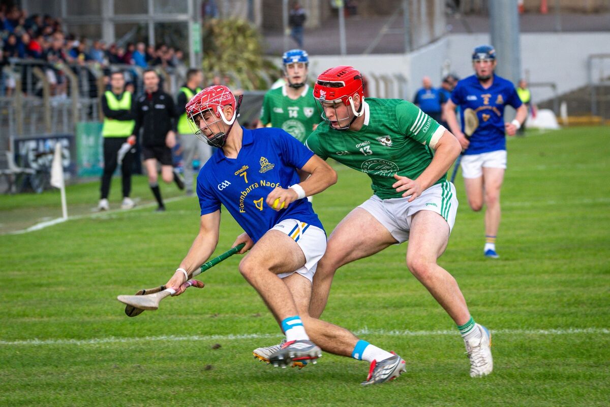 Killeagh’s Jack Farquhar tackles St Finbarr's Edmund Burke. Picture: Chani Anderson Killeagh’s Jack Farquhar tackles St Finbarr's Edmund Burke. Picture: Chani Anderson