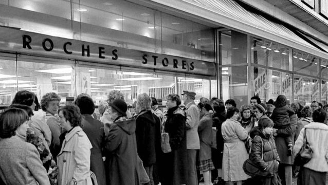 <p>Shoppers queueing for the annual sale at Roches Stores department store on Patrick Street, Cork city, in January, 1983</p> <p>Shoppers queueing for the annual sale at Roches Stores department store on Patrick Street, Cork city, in January, 1983</p>