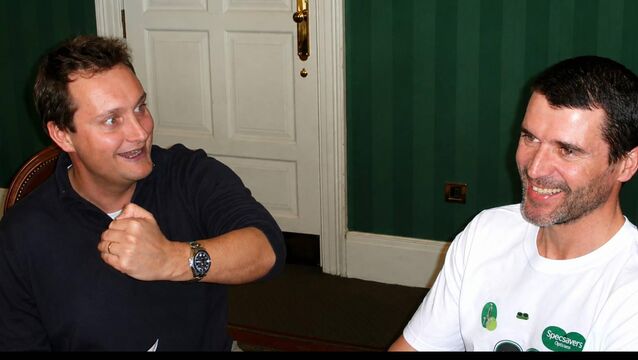 <p>Mario Rosenstock shares a joke with Cork's Roy Keane</p> <p>Mario Rosenstock shares a joke with Cork's Roy Keane</p>