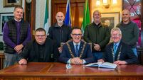 1000045369.jpg Lord Mayor Cllr Damian Boylan recognises the 50 years of service to the Glen BC by Anthony Connolly