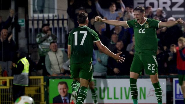 <p>Republic of Ireland vs England: Ireland's Tommy Lonergan celebrates with Oisín Gallagher after he scores his sides 3rd goal of the match </p> <p>Republic of Ireland vs England: Ireland's Tommy Lonergan celebrates with Oisín Gallagher after he scores his sides 3rd goal of the match </p>