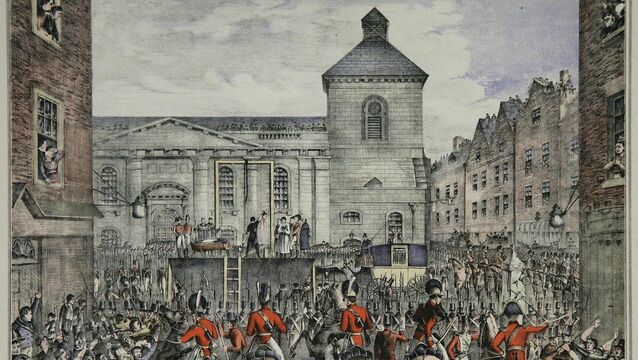 <p>An 1877 illustration of the execution of Robert Emmet, which took place before a large crowd in Thomas Street, Dublin, in 1803</p> <p>An 1877 illustration of the execution of Robert Emmet, which took place before a large crowd in Thomas Street, Dublin, in 1803</p>