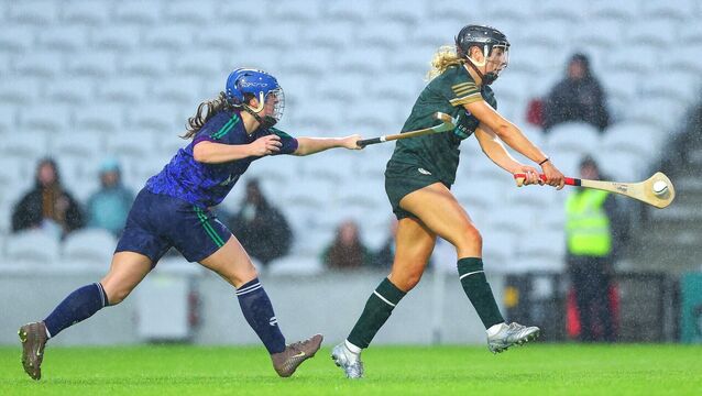 <p>Ireland's Laura Hayes shoots to score as she is tackled by Caitlin MacLean of Scotland during their camogie/shinty international game at SuperValu Páirc Uí Chaoimh on Saturday evening. Picture: INPHO/Tom O'Hanlon</p> <p>Ireland's Laura Hayes shoots to score as she is tackled by Caitlin MacLean of Scotland during their camogie/shinty international game at SuperValu Páirc Uí Chaoimh on Saturday evening. Picture: INPHO/Tom O'Hanlon</p>
