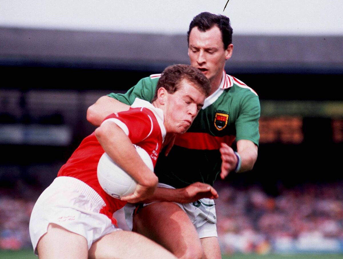 Paul McGrath battles Dermot Flanagan of Mayo. Picture: Ray McManus/Sportsfile Paul McGrath battles Dermot Flanagan of Mayo. Picture: Ray McManus/Sportsfile