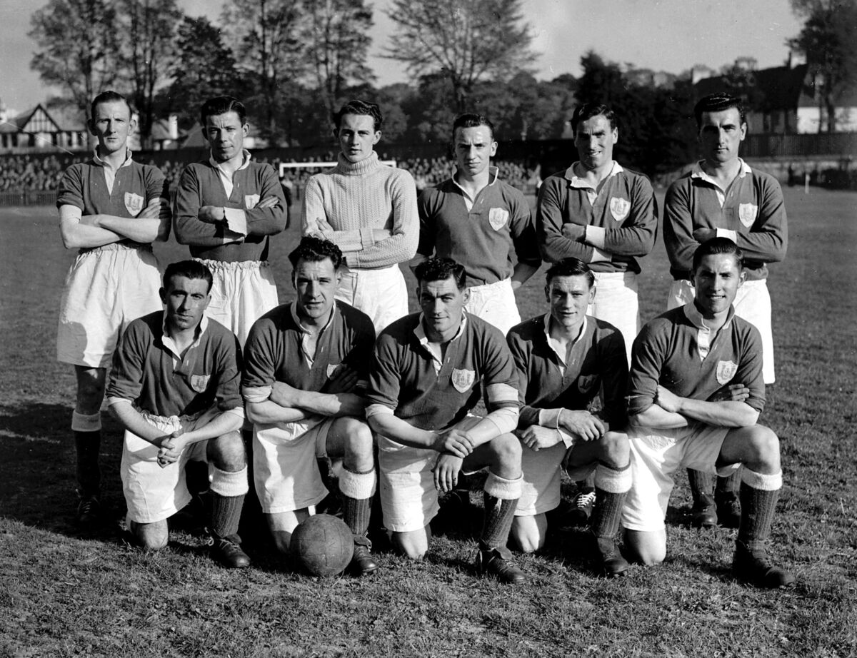 The Cork United Selected team who played Newcastle United at the Mardyke. Included is Frank O'Farrell (front row, extreme right) and Florrie Burke (front row, second left). The Cork United Selected team who played Newcastle United at the Mardyke. Included is Frank O'Farrell (front row, extreme right) and Florrie Burke (front row, second left).