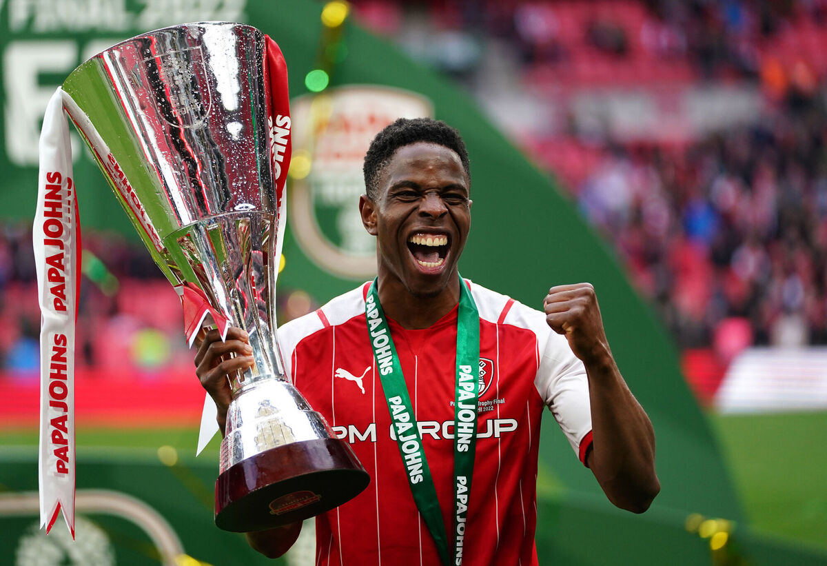 Rotherham United's Chiedozie Ogbene lifts the Papa John's Trophy final at Wembley Stadium. Picture: PA Rotherham United's Chiedozie Ogbene lifts the Papa John's Trophy final at Wembley Stadium. Picture: PA
