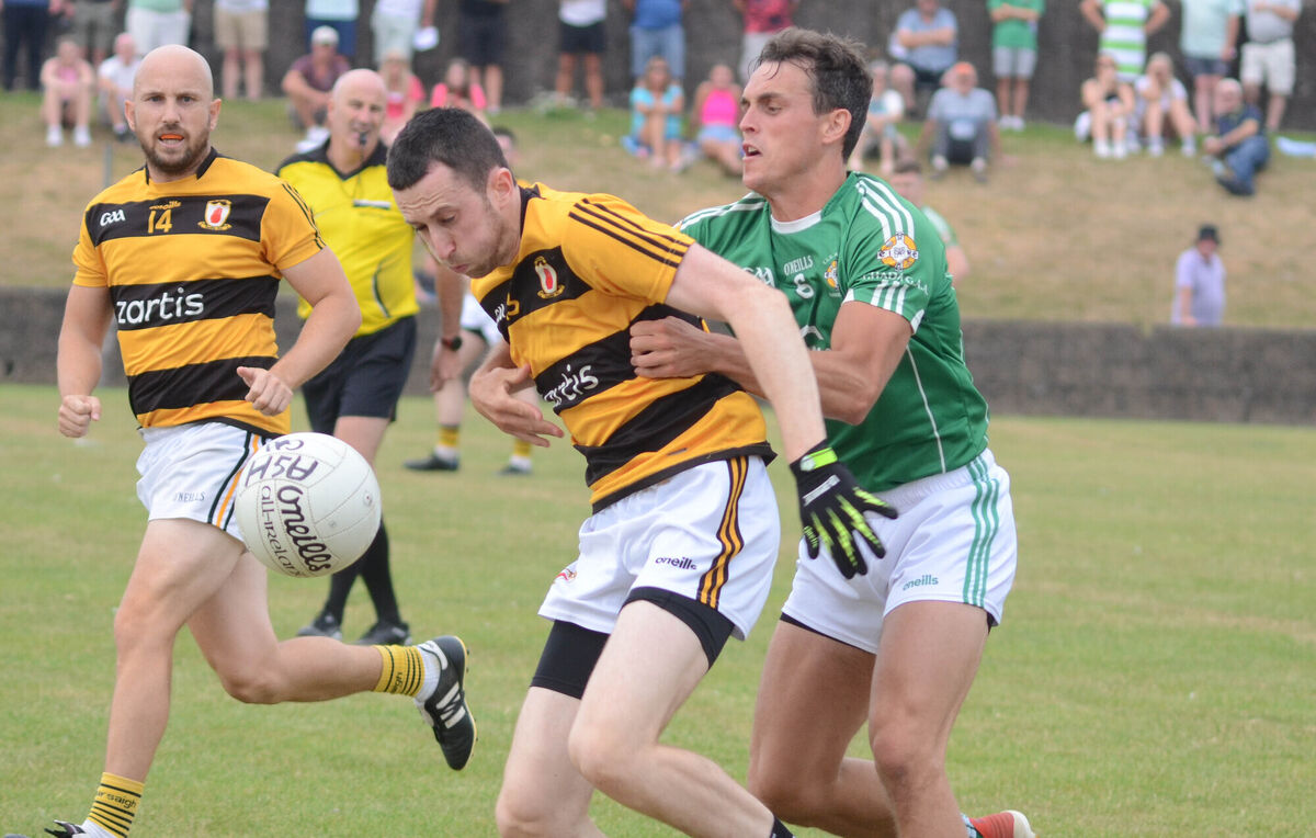 Na Piarsaigh's Padraig Guest is challenged by Aghada's Jake O'Donoghue during the recent PIFC match in Carrigtwohill. Picture: Howard Crowdy Na Piarsaigh's Padraig Guest is challenged by Aghada's Jake O'Donoghue during the recent PIFC match in Carrigtwohill. Picture: Howard Crowdy