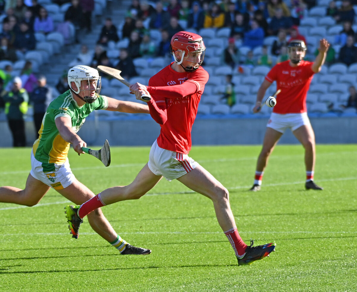 Blarney's Cian Barrett shoots from Bride Rovers' Eoin Roche during the Co-op SuperStores Cork SAHC semi-final at Páirc Uí Chaoimh. Picture: Eddie O'Hare Blarney's Cian Barrett shoots from Bride Rovers' Eoin Roche during the Co-op SuperStores Cork SAHC semi-final at Páirc Uí Chaoimh. Picture: Eddie O'Hare