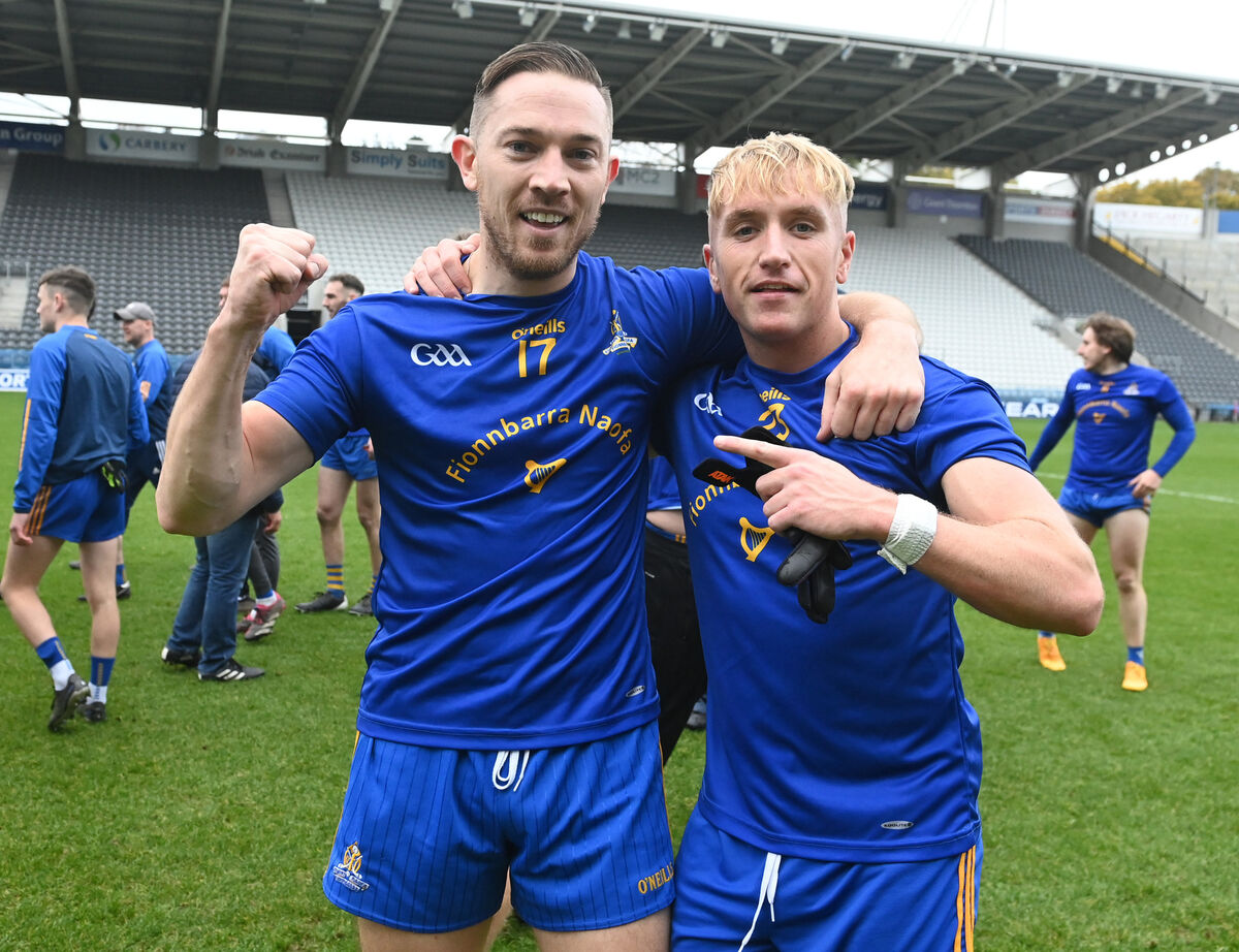 St Finbarr's Cian Madden scorer of the winning goal with Cian O'Sullivan after beating Kilmurry in the Premier JFC final at Páirc Uí Chaoimh. Picture: Eddie O'Hare St Finbarr's Cian Madden scorer of the winning goal with Cian O'Sullivan after beating Kilmurry in the Premier JFC final at Páirc Uí Chaoimh. Picture: Eddie O'Hare