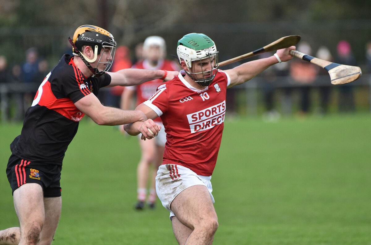 Daniel Hogan of UCC getting in a tackle on Shane Kingston during the annual Canon O'Brien Cup match at the Mardyke, Cork. Picture: Dan Linehan Daniel Hogan of UCC getting in a tackle on Shane Kingston during the annual Canon O'Brien Cup match at the Mardyke, Cork. Picture: Dan Linehan
