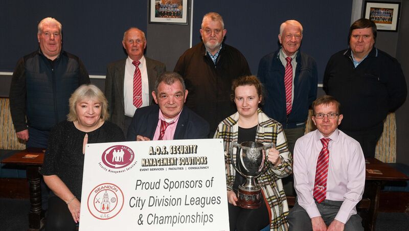 Seandun board officers attending the AOS Security Seandun Junior championship draws, at Brian Dillon’s GAA Club. Included are back row from left, Eddie Murphy, secretary, Sean McCarthy, vice-chairman, Bernard Corcoran, referees secretary, Derry Collins, vice-president and Derek Connolly, assistant secretary. Seandun board officers attending the AOS Security Seandun Junior championship draws, at Brian Dillon’s GAA Club. Included are back row from left, Eddie Murphy, secretary, Sean McCarthy, vice-chairman, Bernard Corcoran, referees secretary, Derry Collins, vice-president and Derek Connolly, assistant secretary.