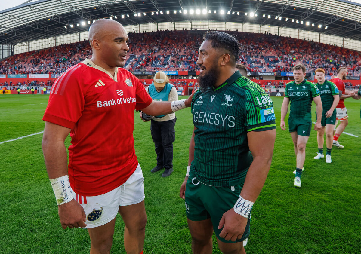 Munster vs Connacht: Munster’s Simon Zebo and Bundee Aki of Connacht Munster vs Connacht: Munster’s Simon Zebo and Bundee Aki of Connacht