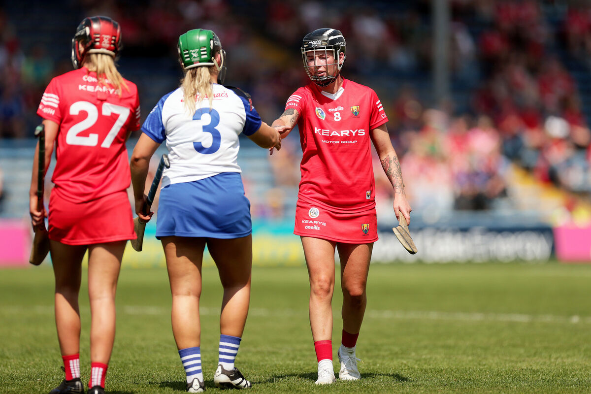 Cork's Ashling Thompson shakes hands after the game with Laoise Forrest of Waterford. Picture: INPHO/Laszlo Geczo Cork's Ashling Thompson shakes hands after the game with Laoise Forrest of Waterford. Picture: INPHO/Laszlo Geczo