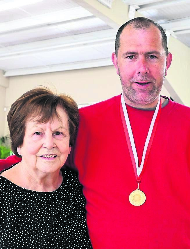 Event organiser Phil Goodman with the Rehab Care team captain David Hogan at the annual Young at Heart kurling competition held at the Douglas GAA Club hall. Event organiser Phil Goodman with the Rehab Care team captain David Hogan at the annual Young at Heart kurling competition held at the Douglas GAA Club hall.