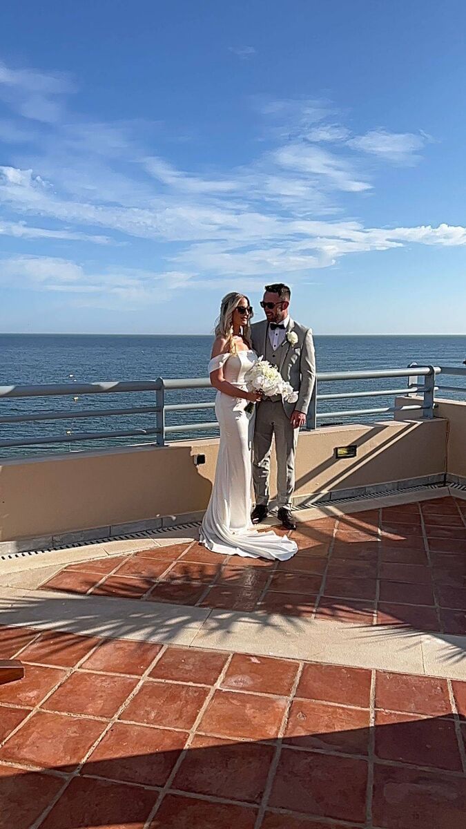 The couple at their wedding reception at The Grande Real Santa Eulalia in the Algarve. The couple at their wedding reception at The Grande Real Santa Eulalia in the Algarve.