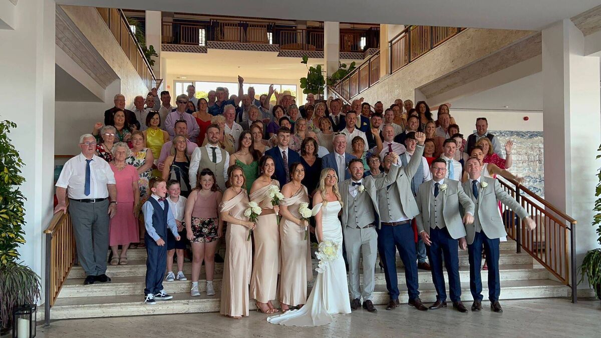 The couple were joined by almost 100 family and friends, who travelled from home to celebrate their wedding day abroad. The couple were joined by almost 100 family and friends, who travelled from home to celebrate their wedding day abroad.