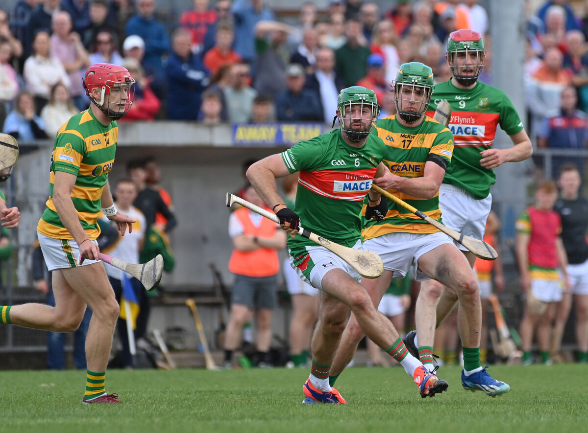 David O'Farrell, Blackrock, looking to block the run of Daniel Harrington, Fr O'Neills. Picture: Dan Linehan David O'Farrell, Blackrock, looking to block the run of Daniel Harrington, Fr O'Neills. Picture: Dan Linehan