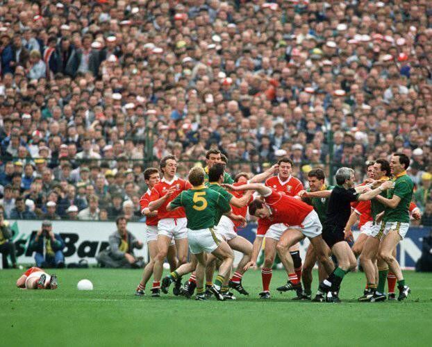 One-in, all-in... one of the skirmishes in the Cork v Meath All-Ireland final in 1988. One-in, all-in... one of the skirmishes in the Cork v Meath All-Ireland final in 1988.