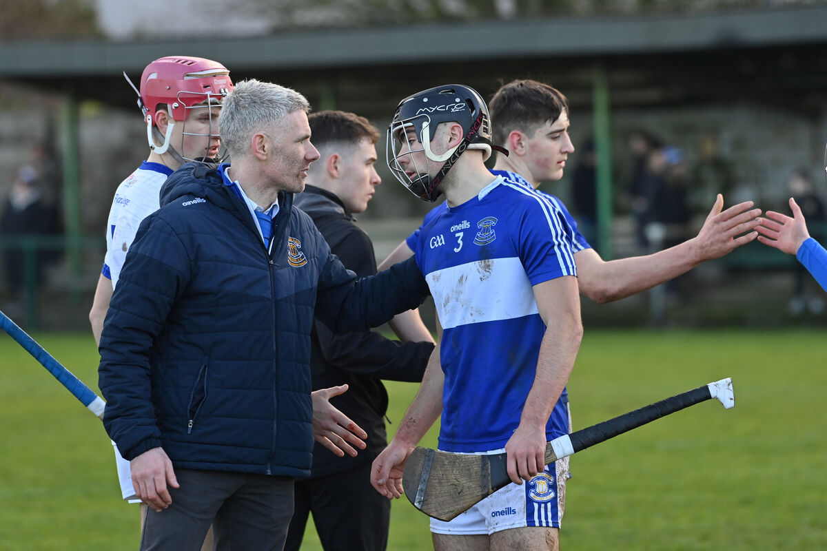 Gaelcholaiste Mhuire AG Conchúr Ó Maonaigh with Dadhg Óg Ó Murchú after their defeat to St Flannans, Ennis in the TUS Dr Harty Cup (U19 A Hurling) semi-final at Kilmallock, Co Limerick. Picture Dan Linehan Gaelcholaiste Mhuire AG Conchúr Ó Maonaigh with Dadhg Óg Ó Murchú after their defeat to St Flannans, Ennis in the TUS Dr Harty Cup (U19 A Hurling) semi-final at Kilmallock, Co Limerick. Picture Dan Linehan