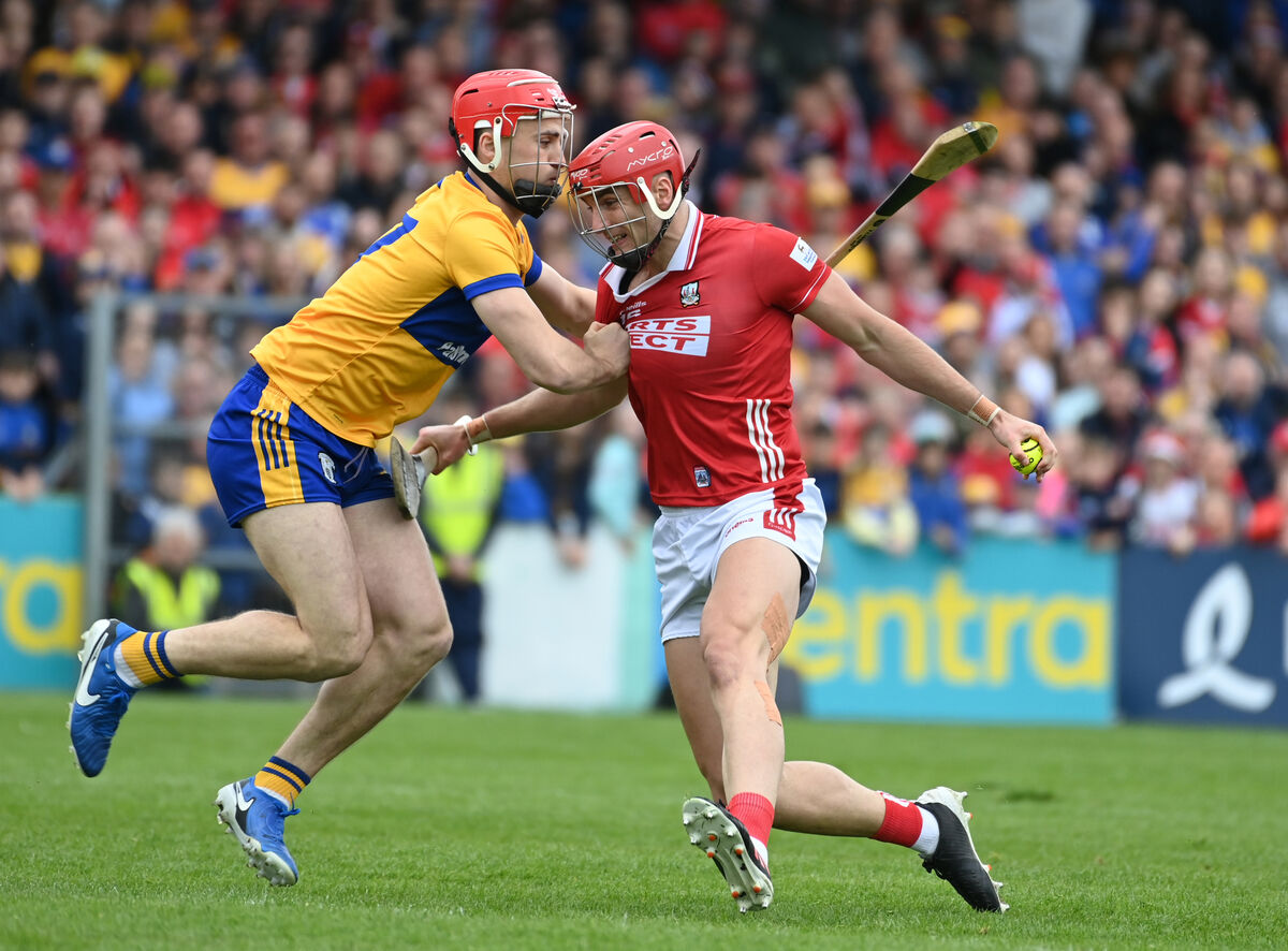 Cork's Brian Hayes takes on Clare's Darragh Lohan in last Sunday's clash. Picture: Eddie O'Hare Cork's Brian Hayes takes on Clare's Darragh Lohan in last Sunday's clash. Picture: Eddie O'Hare